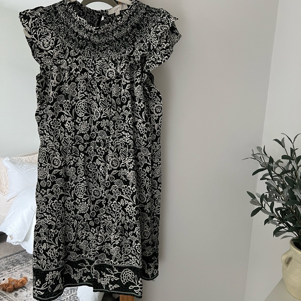 Loft Mini Dress with Smocked Neckline